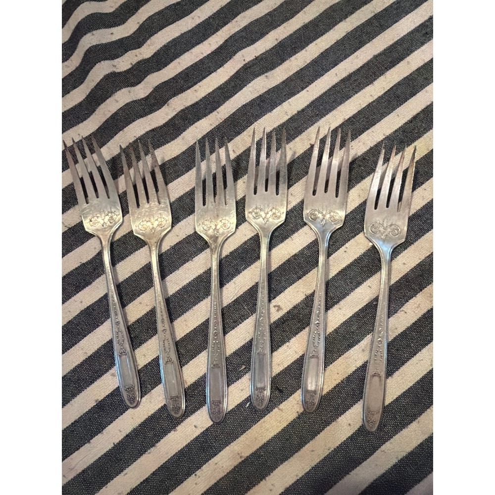 Oneida Grosvenor Vintage Community Plate Silver Plated Salad Forks Set of 6